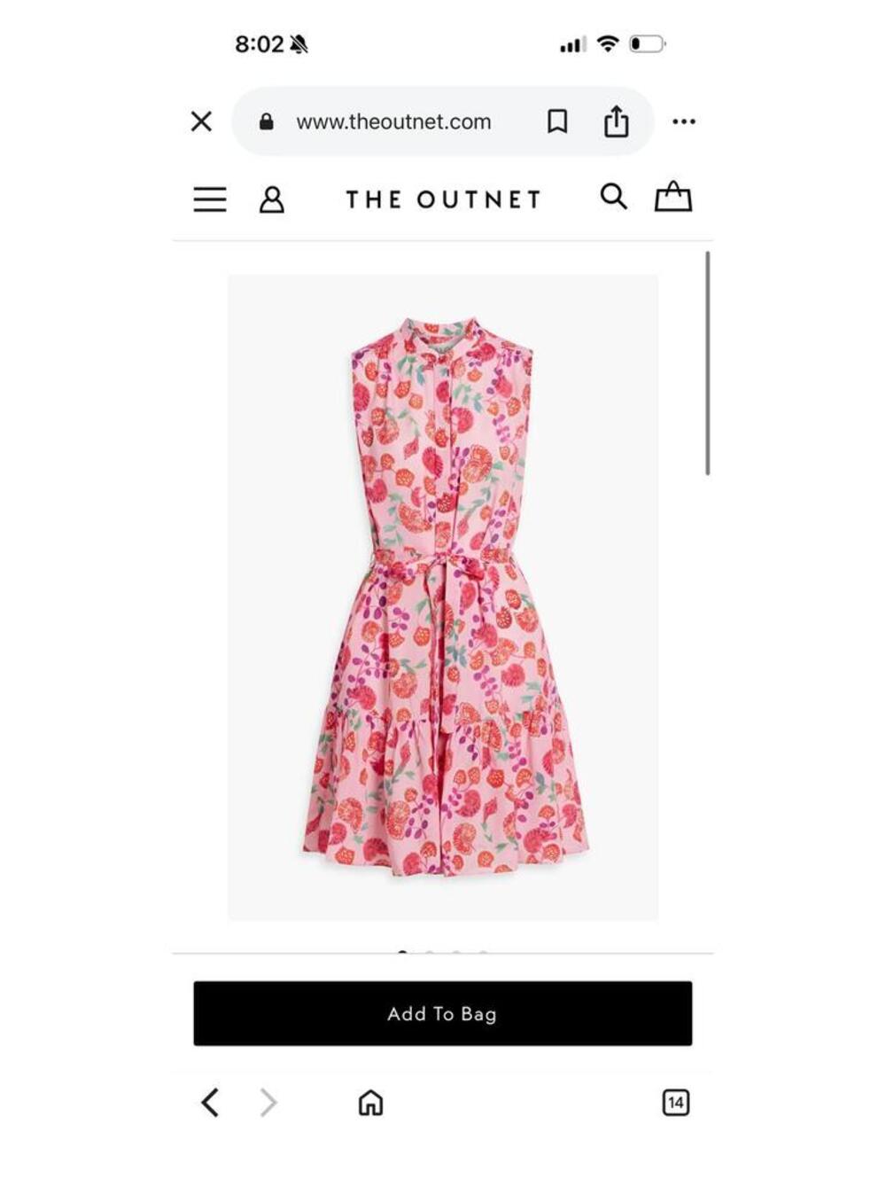 Saloni Pink Silk Blend Tilly Floral Patterned Belted Sleeveless Dress US 4